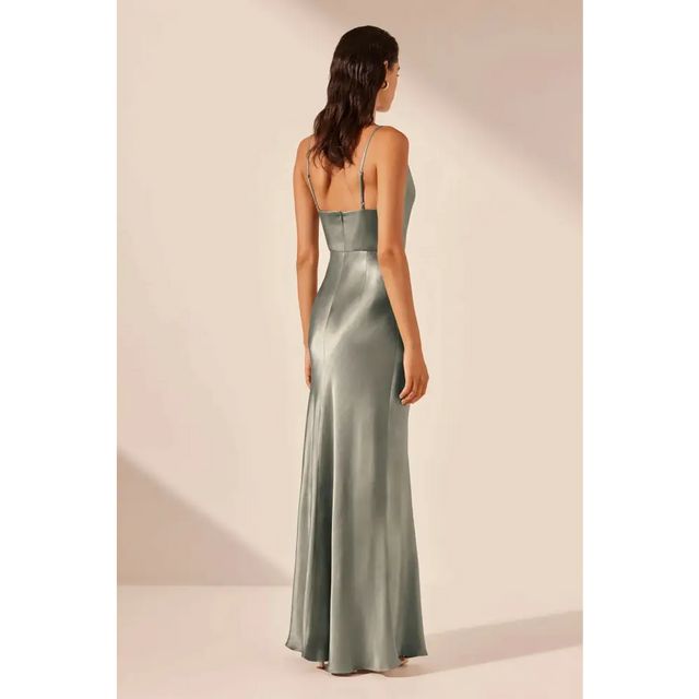 Shona Joy La Lune Cross Draped Maxi Dress - 8 / Olive - Dresses
