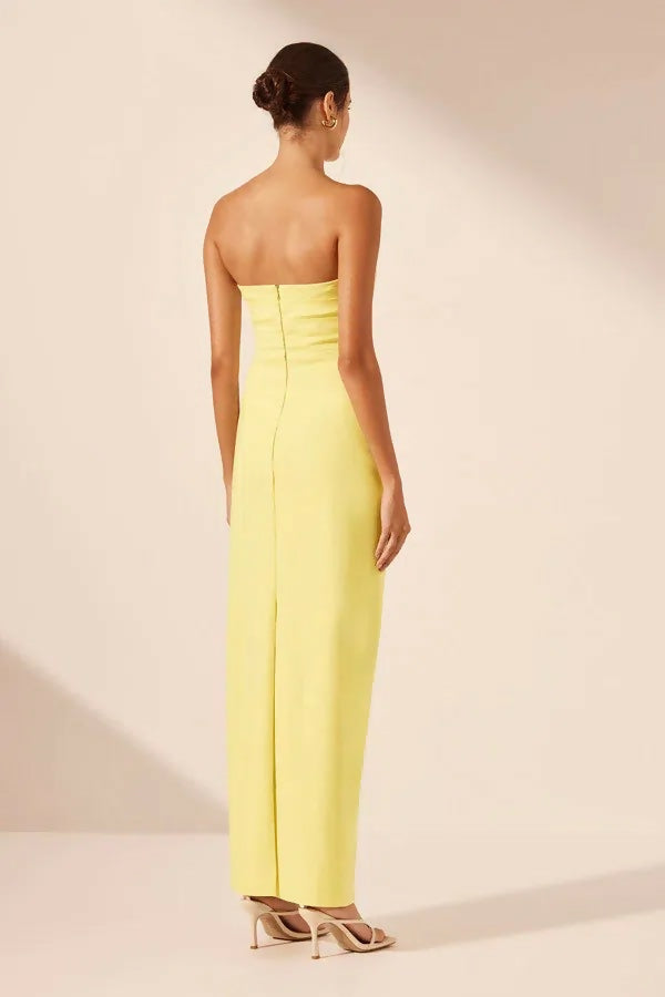 Shona Joy Lani Strapless Draped Maxi Dress Lemon - Dresses