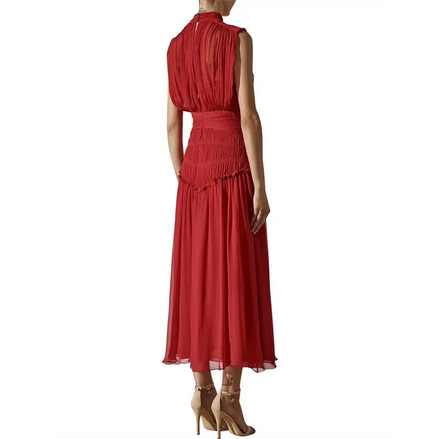 Shona Joy Leonie High Neck Midi Dress Scarlet Red Size 8 - 8 / Red - Dresses
