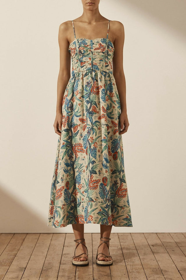 Shona Joy Mahalo Ruched Panel Midi Dress Size 12 - 12 / Multi - Dresses