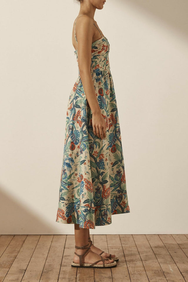 Shona Joy Mahalo Ruched Panel Midi Dress Size 12 - 12 / Multi - Dresses