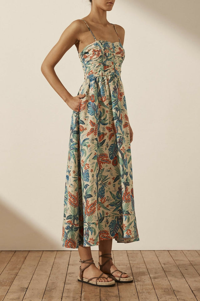 Shona Joy Mahalo Ruched Panel Midi Dress Size 12 - 12 / Multi - Dresses