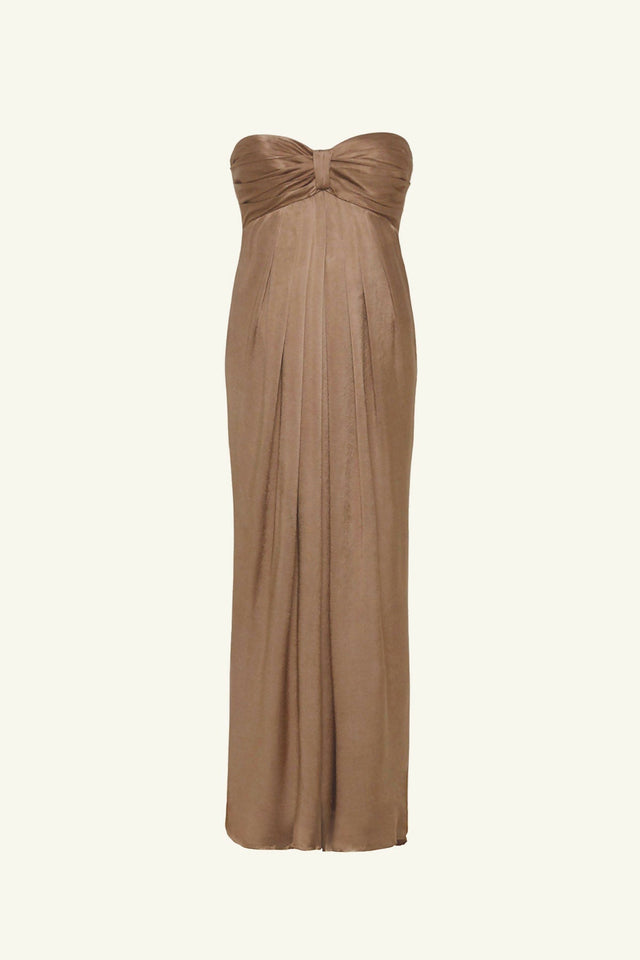 MILOSTRAPLESSKNOTMIDIDRESS-CACAO