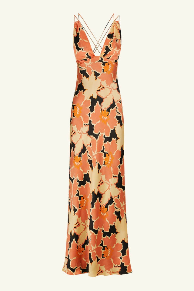 Shona Joy Rosa Silk Plunged Double Strap Maxi Dress - Size 14 - Dresses