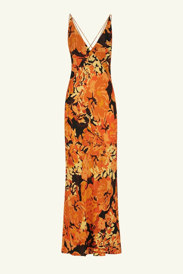 SANTOS--SILK-CROSS-STRAP-MAXI-DRESS