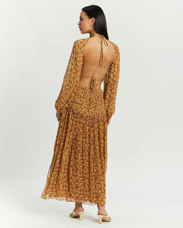 Shona Joy Sunset Cut-Out Dress in Turmeric - 8 / Yellow - Dresses