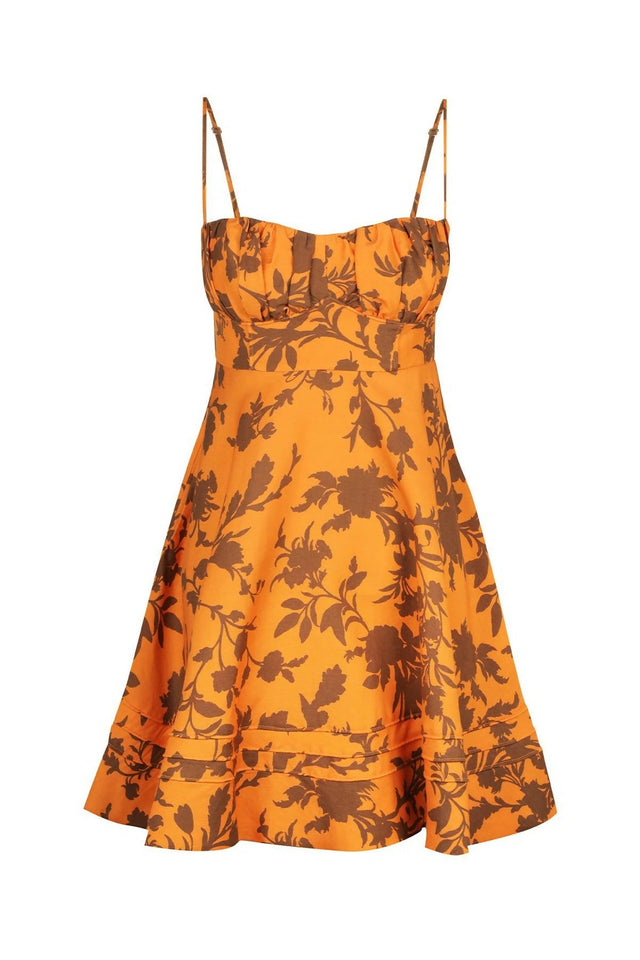 Shona Joy Uli Circle Mini Dress in Papaya and Cacao Print Size 6 - 6 / Print - Dresses