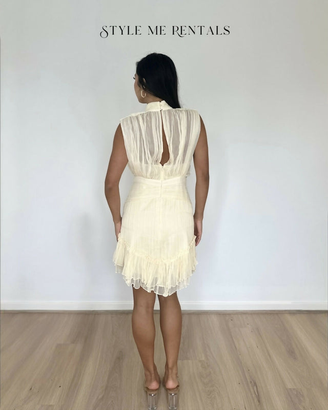 Shona Joy Victoria Sleeveless Ruched Mini Dress Cream - Dresses