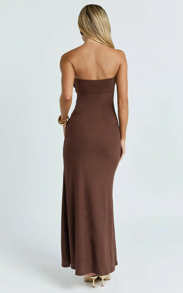 Showpo Aria Maxi - 12 / Brown - Dresses