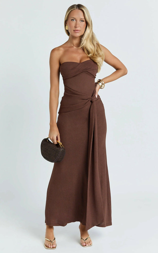 Showpo Aria Maxi - 12 / Brown - Dresses