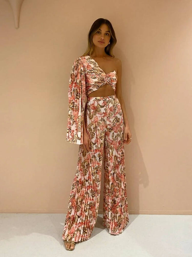 Significant Other Simone Top and Pants Set in Pink Sangria Floral - 8 / Floral - Outfit Sets