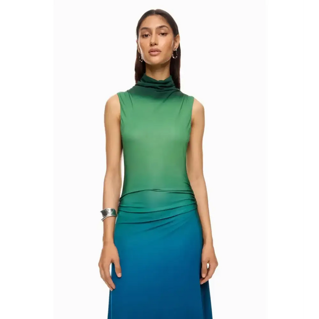 Simkhai Aldina Ruched Ombre Stretch Jersey Turtleneck Maxi Dress Multi Size S / AU 8 & XL / AU 14 - Dresses