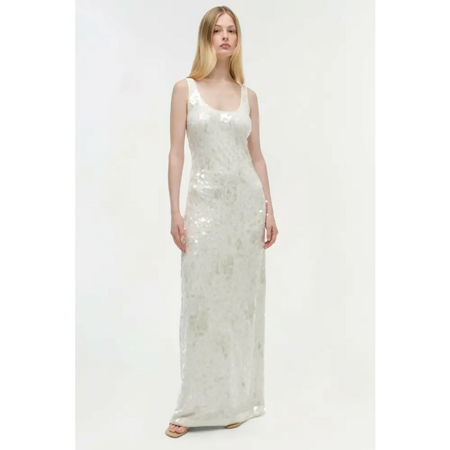Simkhai Bex Embellished Gown Maxi Dress Cream Size US 6 AU 10 - 10 / White - Dresses