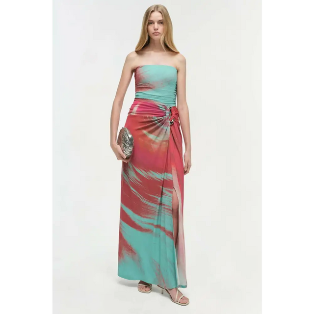 Simkhai Emma Strapless Jersey Gown Mint Marble US10/AU14 - 14 / Multi - Dresses