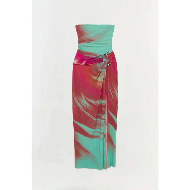 Simkhai Emma Strapless Jersey Gown Mint Marble US10/AU14 - 14 / Multi - Dresses
