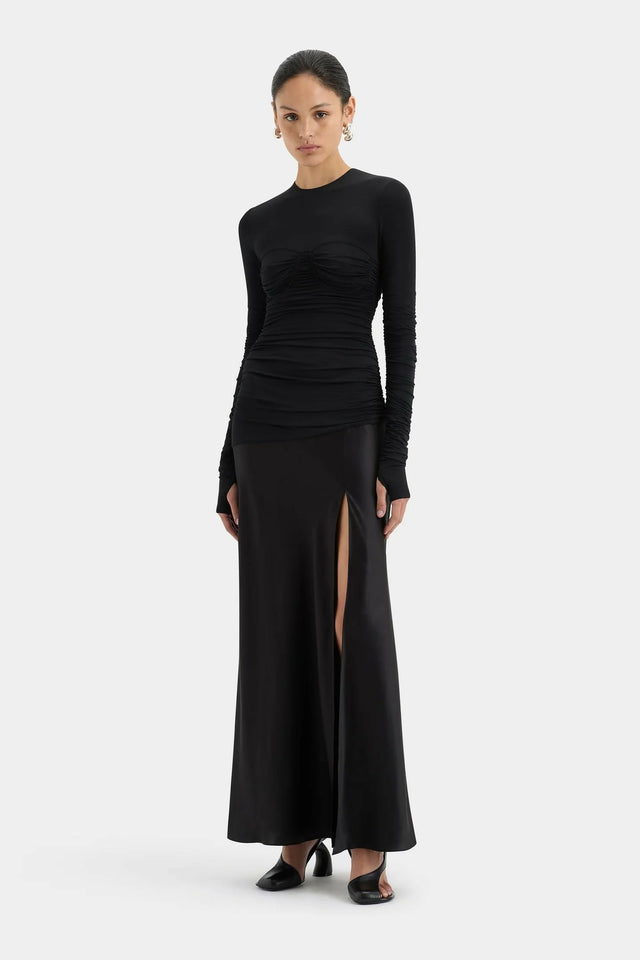 Sir Alessia Draped Gown Size 1 (8) - 8 / Black - Dresses