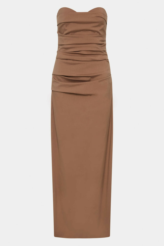 Sir The Label Alba Strapless Gown in Mocha - Dresses