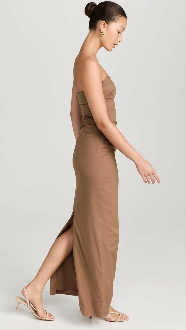 Sir The Label Alba Strapless Gown Mocha - 6 / Brown - Dresses
