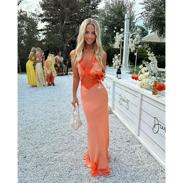 SIR the Label Aries Cut Out Gown - 6 / Peach - Dresses