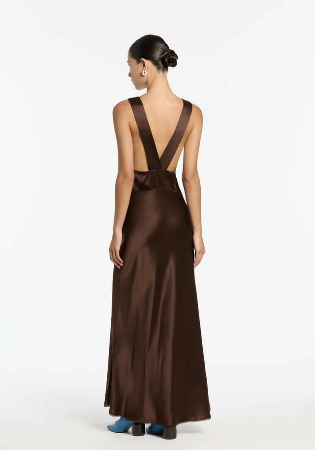 Sir The Label Aries Cut Out Gown in Chocolate - 10 / Chocolate - Dresses