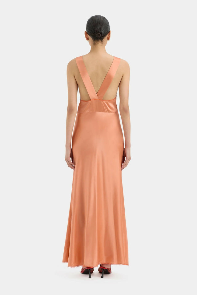 Sir The Label Aries Cut Out Gown in Peach - 6 / Orange - Dresses