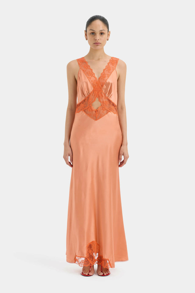 Sir The Label Aries Cut Out Gown in Peach - Dresses