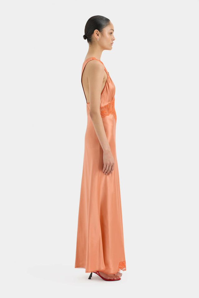 Sir The Label Aries Cut Out Gown in Peach - Dresses