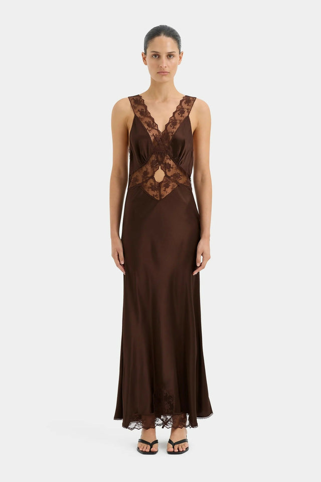 Sir the Label Aries Cutout Midi Brown - 4 / Brown - Dresses