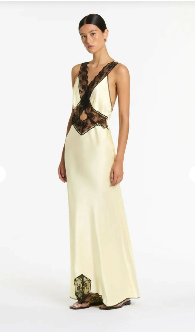 Sir The Label Aries Silk Cut Out Gown in Ivory - 6 / White - Dresses