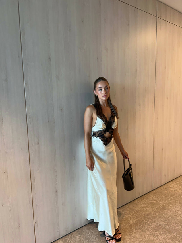 Sir The Label Aries Silk Cut Out Gown in Ivory - 6 / White - Dresses
