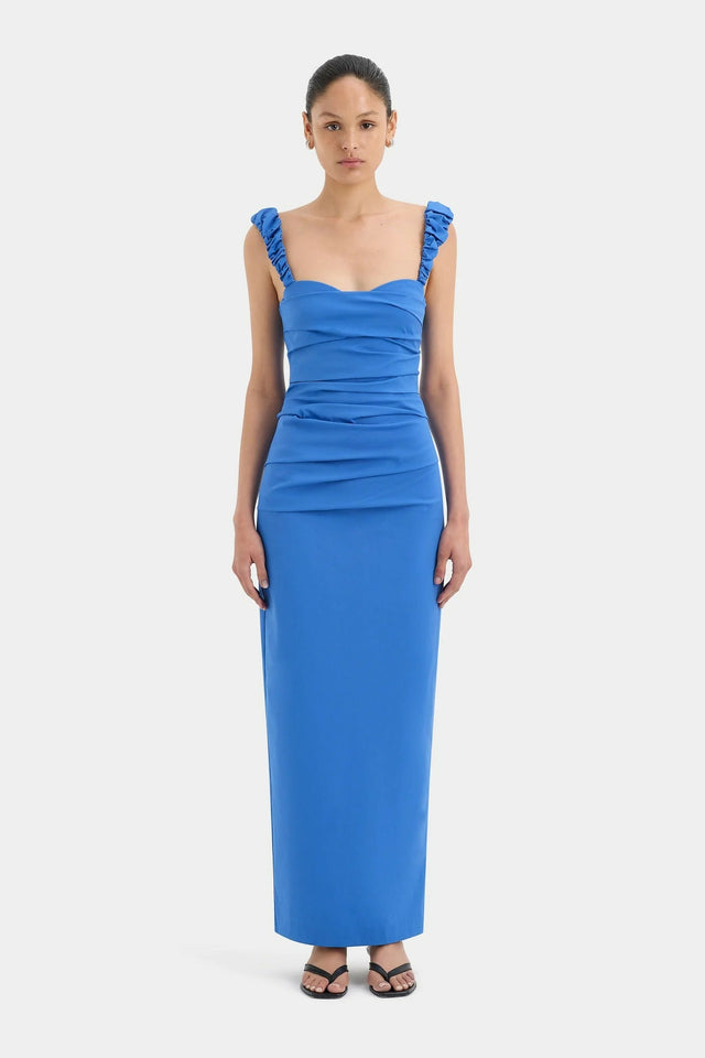 Sir The Label Balconette Azul Gown - 6 / Blue - Dresses