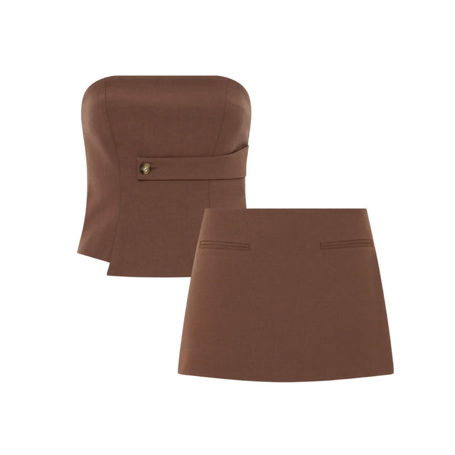 Sir The Label Bromley Bodice and Mini Skirt in Chocolate - Outfit Sets