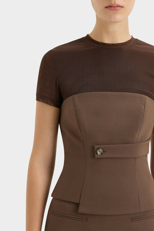 Sir The Label Bromley Tailored Blazer Mini Skirt and Bodice in Chocolate - Outfit Sets