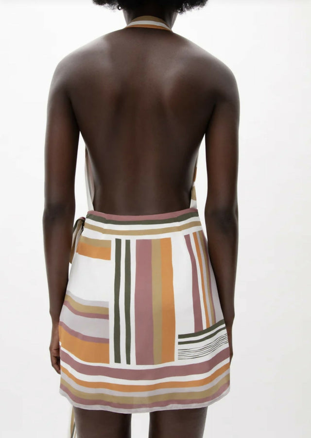 Sir The Label Caprera Wrapped Silk Halter Mini Dress - 8 / Multi - Dresses