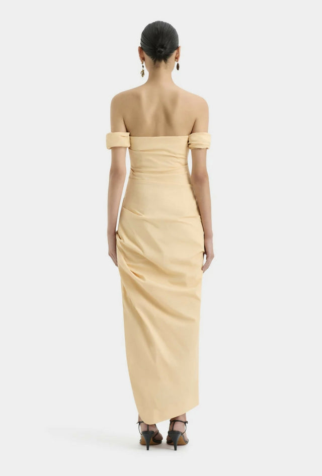 Sir The Label Carmen Draped Gown in Light Peach - Dresses