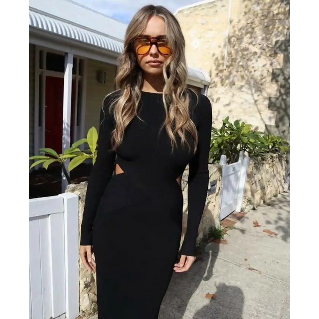SIR the Label Celena Draped Dress in Black - 6 / Black - Dresses