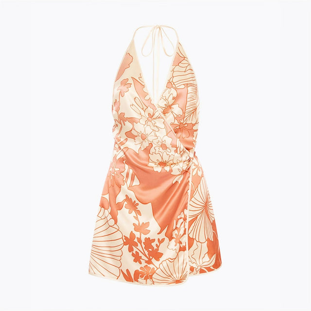 Sir The Label Como Twist Silk Mini Dress - 8 / Orange - Dresses