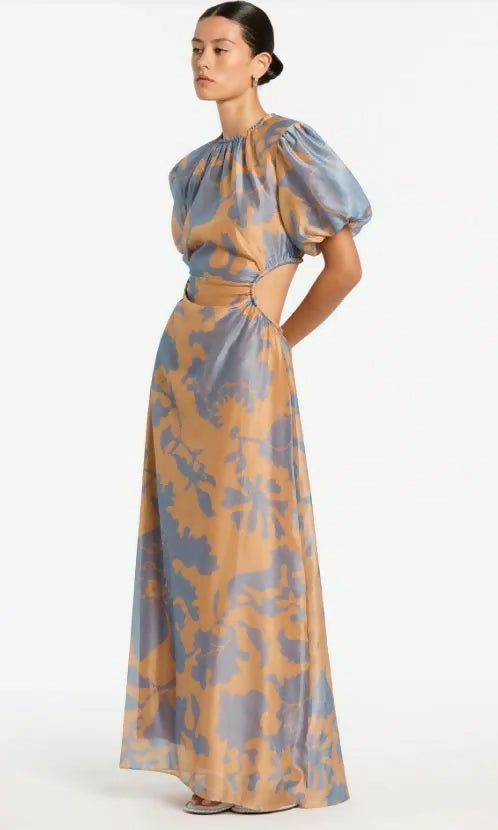 Sir The Label Coralie Puff Sleeve Dress Print Size 10 - 10 / Multi - Dresses