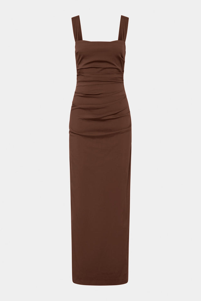 Sir The Label Dahlia Balconette Gown Chocolate - 8 / Brown - Dresses