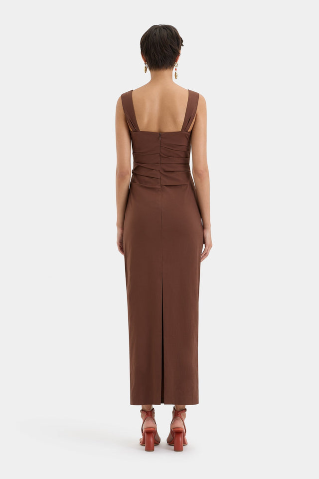 Sir The Label Dahlia Balconette Gown in Chocolate - Dresses
