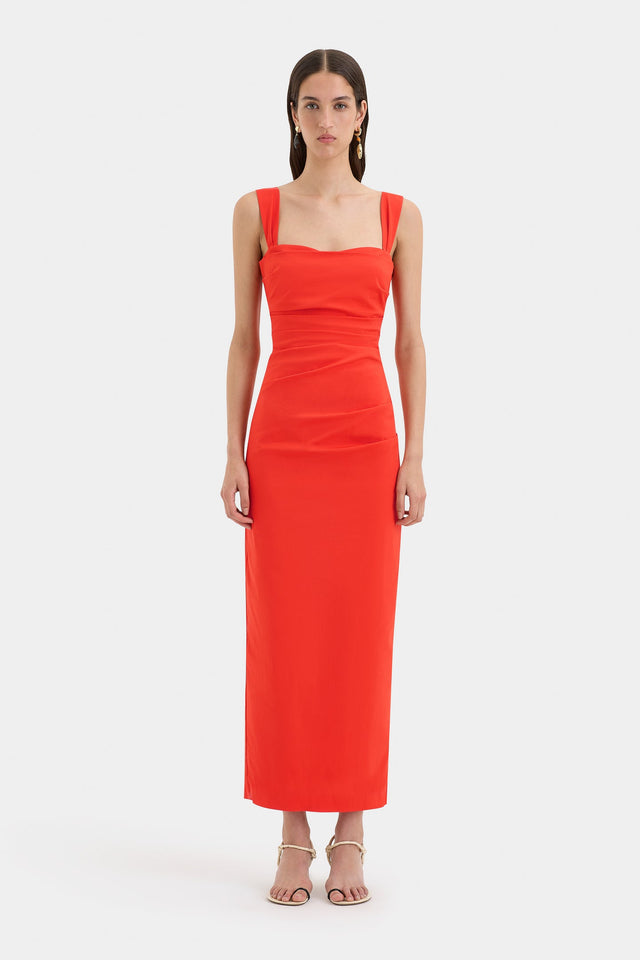 Sir The Label Dahlia Balconette Gown in Tangerine - Dresses