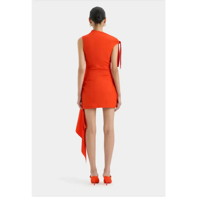 Sir The Label Dahlia Mini Dress in Tangerine Size 3/AU 12 - 12 / Red - Dresses