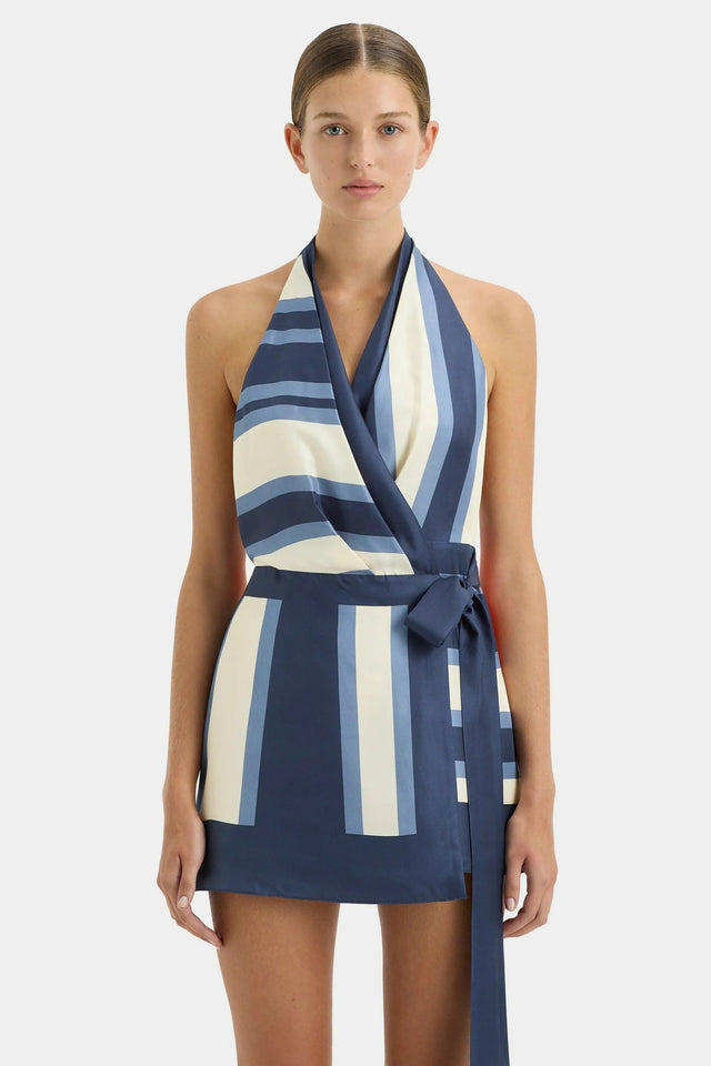 Sir The Label Dazed Wrap Halter Mini - 8 / Multi - Dresses