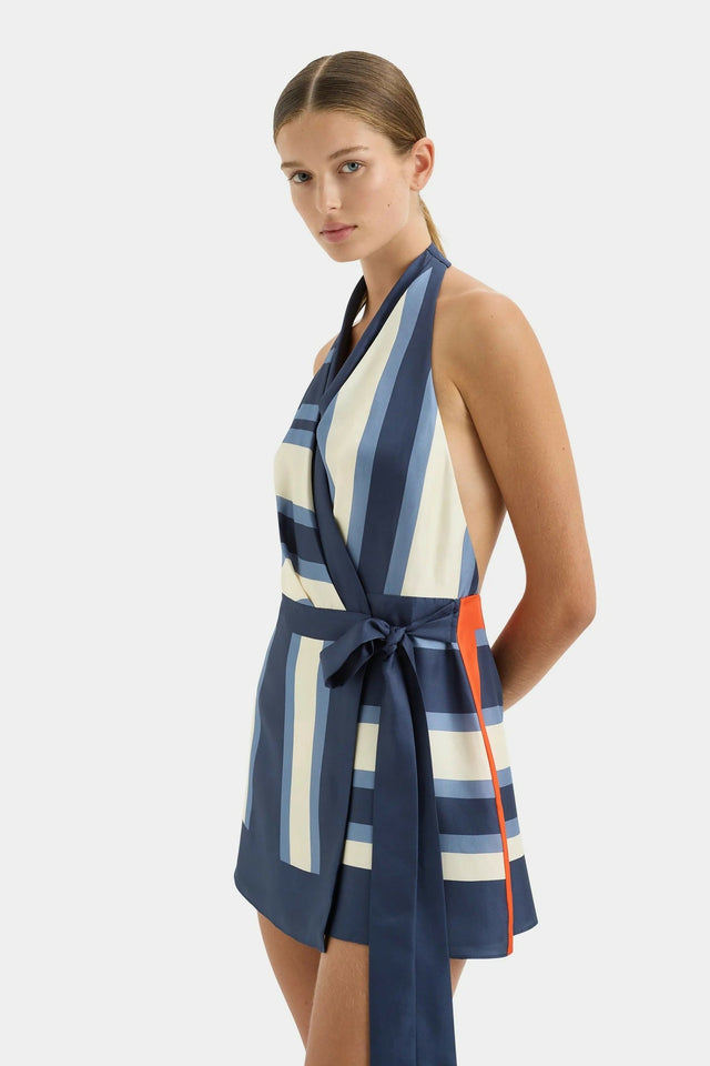 Sir The Label Dazed Wrap Halter Mini in Studio Print - Dresses