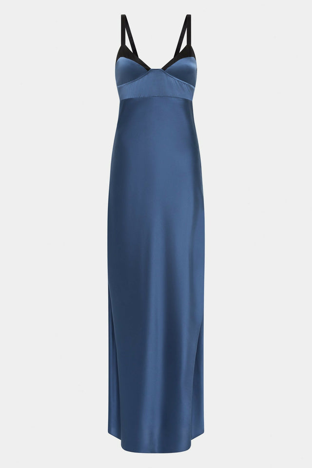 Sir The Label Depeche Balconette Gown In Dark Blue - Dresses