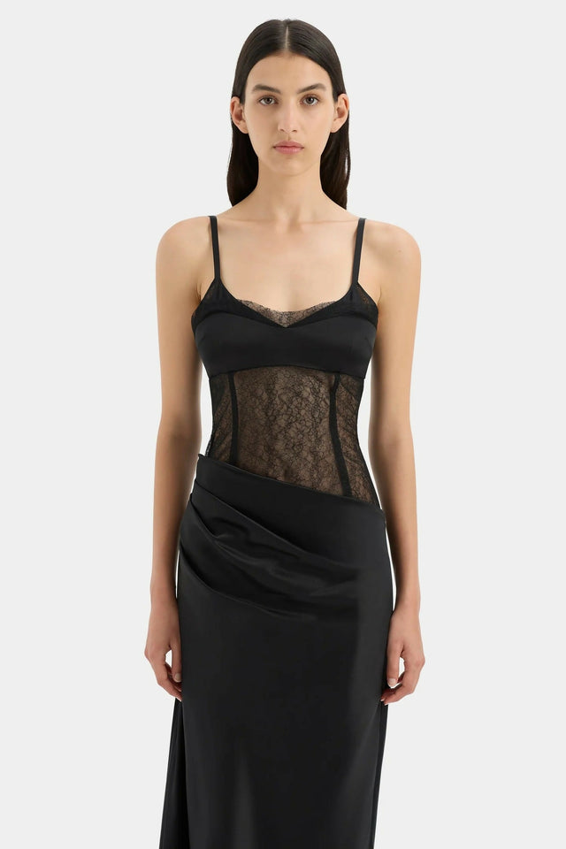 Sir The Label Dunya Draped Gown - 8 / Black - Dresses