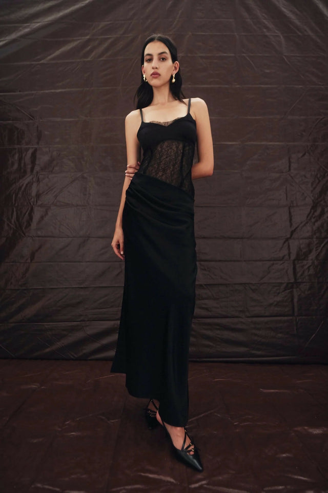 Sir The Label Dunya Draped Gown - 8 / Black - Dresses