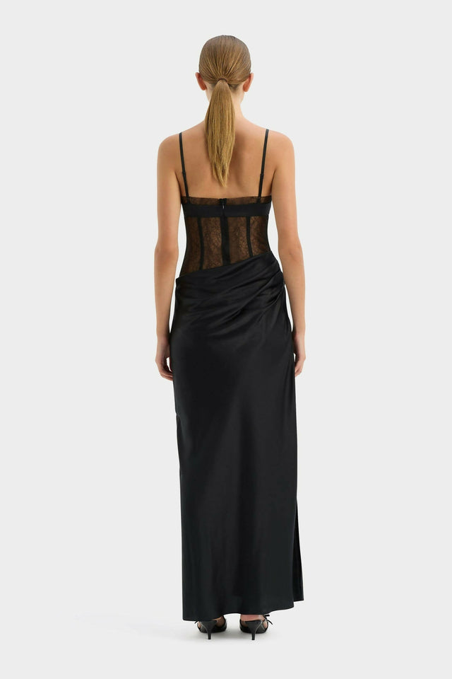 Sir The Label Dunya Draped Gown In Black - Dresses