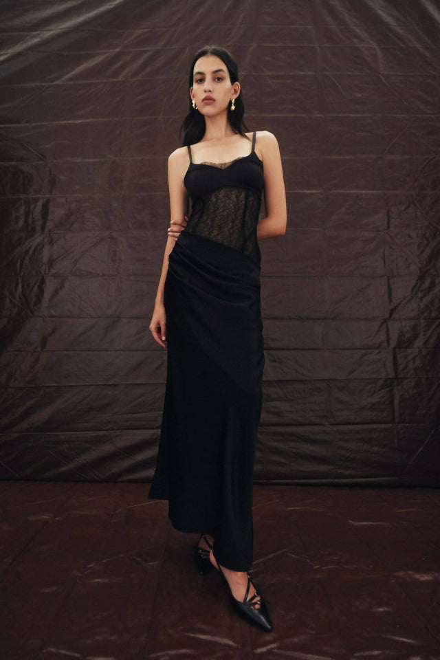 Sir The Label Dunya Draped Gown In Black - Dresses
