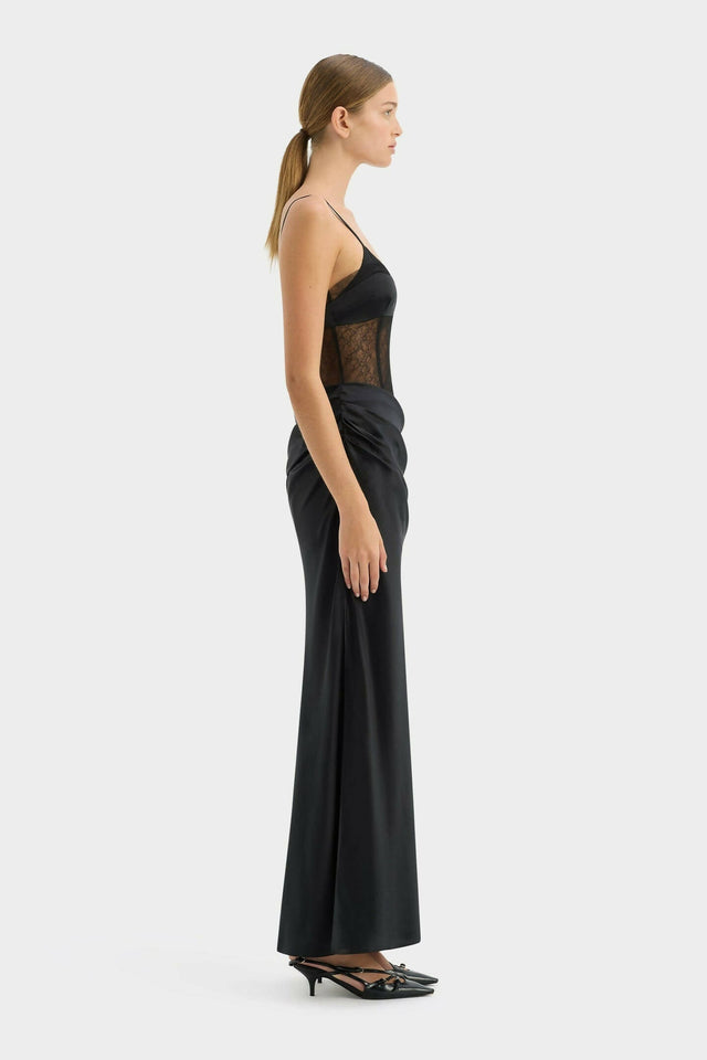 Sir The Label Dunya Draped Gown In Black - Dresses